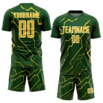 Green Custom Sports Yellow-White Lightning Uniform Jersey Soccer Sublimation