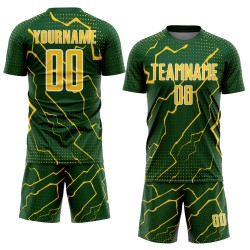 Green Custom Sports Yellow-White Lightning Uniform Jersey Soccer Sublimation