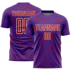 Lightning Jersey Custom Uniform Sublimation Soccer Purple Red-White Sports