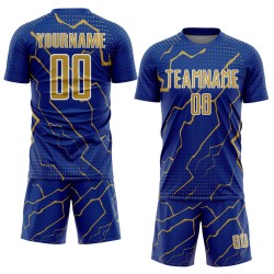 Sublimation Soccer Jersey Sports Old Royal Gold-White Lightning Uniform Custom