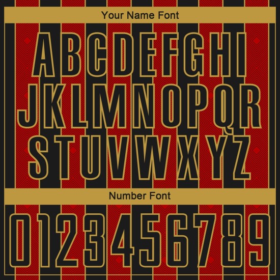 Sublimation Gold Sports Line Jersey Soccer Custom Uniform Red-Old Pinstripe Black