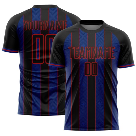 Pinstripe Royal-Red Black Sublimation Uniform Custom Jersey Sports Line Soccer