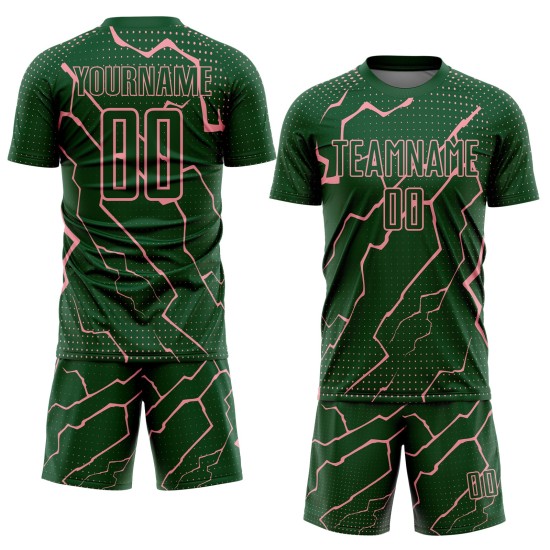 Pink Green Uniform Soccer Jersey Lightning Custom Medium Sports Sublimation