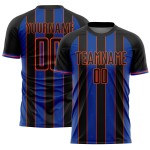 Uniform Line Custom Black Thunder Blue-Orange Sports Pinstripe Sublimation Jersey Soccer