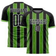 Aurora Sports Black Custom Sublimation Jersey Line Pinstripe Uniform Soccer Green-White