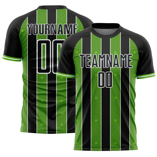 Aurora Sports Black Custom Sublimation Jersey Line Pinstripe Uniform Soccer Green-White
