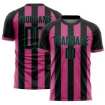 Soccer Pink-Kelly Line Custom Sports Pinstripe Uniform Green Jersey Sublimation Black
