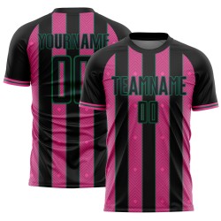 Soccer Pink-Kelly Line Custom Sports Pinstripe Uniform Green Jersey Sublimation Black
