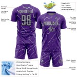 Sublimation Custom Sports Purple Gray-Black Lightning Soccer Jersey Uniform Sublimation Custom Sports Purple Gray-Black Lightning Soccer Jersey Uniform