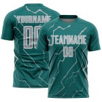 Gray-White Teal Lightning Sublimation Jersey Custom Sports Soccer Uniform