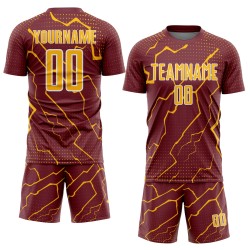 Jersey Gold-White Uniform Soccer Sports Custom Sublimation Lightning Burgundy