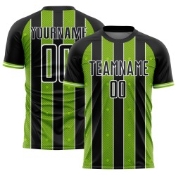 Sports Custom Pinstripe Green-White Uniform Soccer Neon Black Jersey Sublimation Line