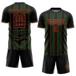 Pinstripe Custom Line Sports Black Green-Orange Uniform Jersey Sublimation Soccer Pinstripe Custom Line Sports Black Green-Orange Uniform Jersey Sublimation Soccer