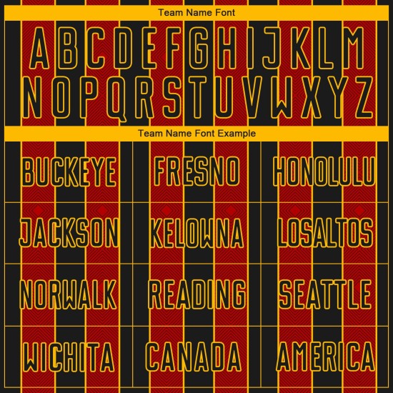 Red-Gold Pinstripe Sublimation Black Soccer Custom Line Uniform Sports Jersey