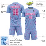 Sublimation Blue Pink-White Sports Custom Lightning Soccer Uniform Jersey Light