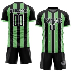 Green-White Pinstripe Custom Pea Jersey Sublimation Uniform Black Line Sports Soccer