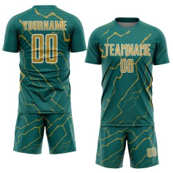 Soccer Teal Old Jersey Sports Custom Sublimation Lightning Gold-White Uniform