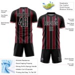 Sports Crimson-White Black Jersey Line Pinstripe Soccer Uniform Custom Sublimation