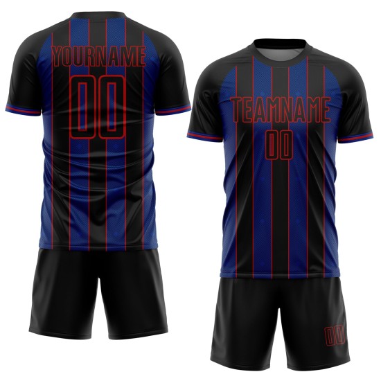 Pinstripe Royal-Red Black Sublimation Uniform Custom Jersey Sports Line Soccer