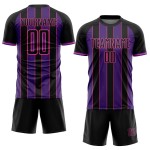 Pinstripe Purple-Pink Soccer Sublimation Uniform Black Jersey Sports Line Custom Pinstripe Purple-Pink Soccer Sublimation Uniform Black Jersey Sports Line Custom