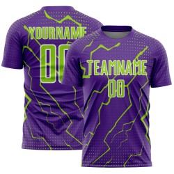 Uniform Purple Soccer Sports Custom Green-White Lightning Jersey Sublimation Neon