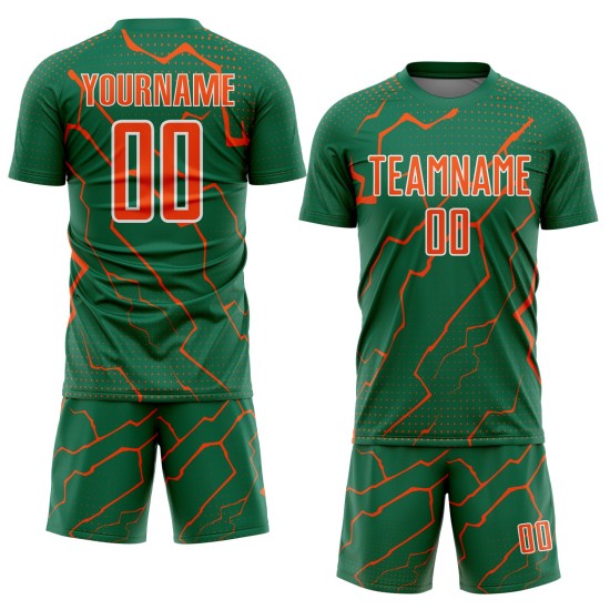 Green Uniform Soccer Lightning Jersey Orange-White Sublimation Sports Kelly Custom