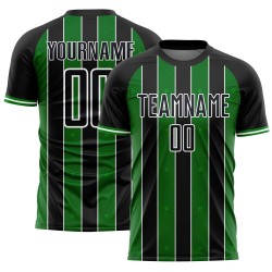 Line Soccer Pinstripe Grass Black Custom Green-White Jersey Sublimation Uniform Sports
