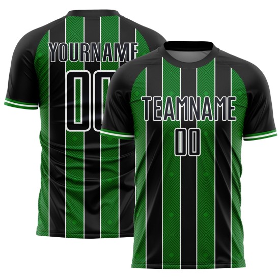 Line Soccer Pinstripe Grass Black Custom Green-White Jersey Sublimation Uniform Sports