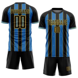 Jersey Blue-Yellow Uniform Black Pinstripe Soccer Powder Line Sublimation Sports Custom