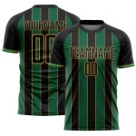 Sports Black Kelly Custom Pinstripe Sublimation Soccer Jersey Gold Uniform Green-Old Line