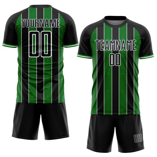 Line Soccer Pinstripe Grass Black Custom Green-White Jersey Sublimation Uniform Sports