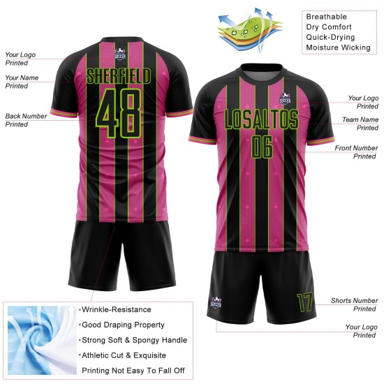 Sublimation Jersey Custom Line Black Pinstripe Sports Soccer Green Pink-Neon Uniform Sublimation Jersey Custom Line Black Pinstripe Sports Soccer Green Pink-Neon Uniform