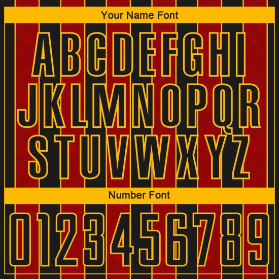 Red-Gold Pinstripe Sublimation Black Soccer Custom Line Uniform Sports Jersey