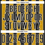 Black Custom Sports Uniform Line Gold-White Jersey Soccer Pinstripe Sublimation Black Custom Sports Uniform Line Gold-White Jersey Soccer Pinstripe Sublimation