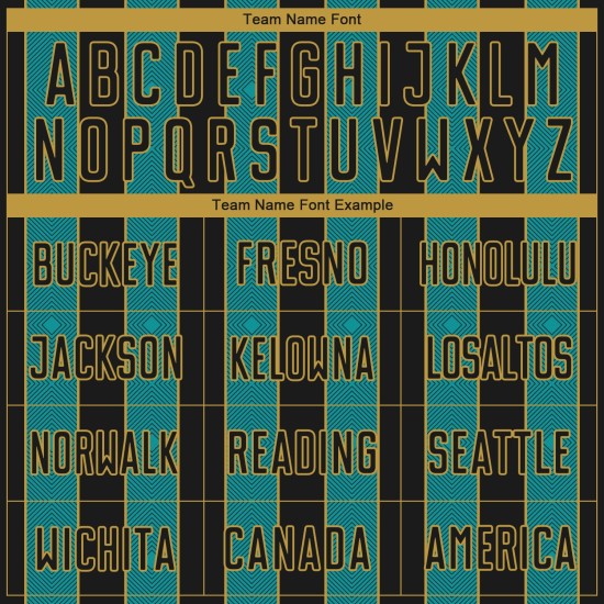 Pinstripe Gold Sports Sublimation Jersey Black Teal-Old Soccer Custom Uniform Line