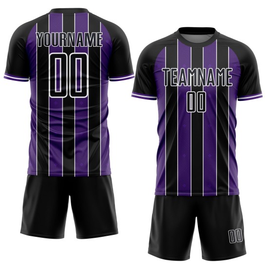 Custom Uniform Purple-White Sublimation Jersey Line Black Pinstripe Soccer Sports Custom Uniform Purple-White Sublimation Jersey Line Black Pinstripe Soccer Sports