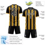 Black Custom Sports Uniform Line Gold-White Jersey Soccer Pinstripe Sublimation Black Custom Sports Uniform Line Gold-White Jersey Soccer Pinstripe Sublimation