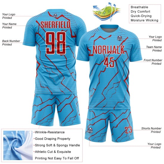 Sky Lightning Red-White Blue Uniform Jersey Soccer Sublimation Custom Sports