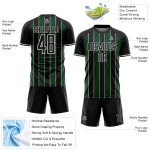 Custom Jersey Line Pinstripe Sports Sublimation Soccer Uniform Green-White Black Custom Jersey Line Pinstripe Sports Sublimation Soccer Uniform Green-White Black