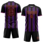 Sublimation Soccer Pinstripe Sports Jersey Uniform Black Line Custom Purple-Orange Sublimation Soccer Pinstripe Sports Jersey Uniform Black Line Custom Purple-Orange