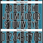 Sports Pinstripe Panther Black Uniform Sublimation Custom Soccer Blue-White Line Jersey