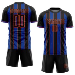 Uniform Line Custom Black Thunder Blue-Orange Sports Pinstripe Sublimation Jersey Soccer