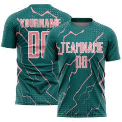 Jersey Teal Uniform Pink-White Custom Medium Sublimation Sports Soccer Lightning