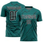 Uniform Black-White Soccer Jersey Lightning Sublimation Sports Custom Teal