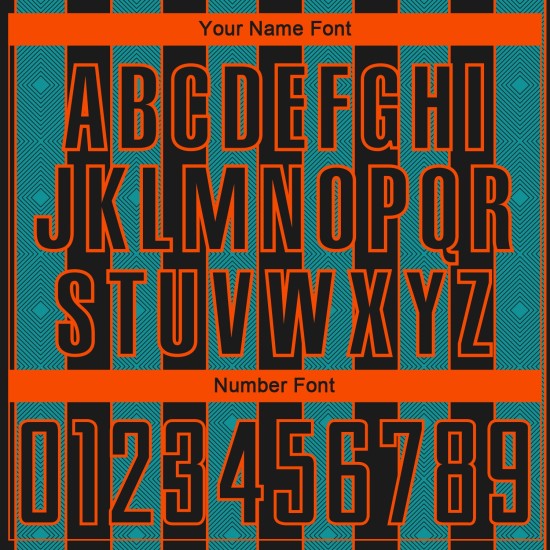 Sports Custom Sublimation Line Soccer Teal-Orange Uniform Pinstripe Black Jersey