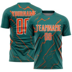 Soccer Sports Lightning Jersey Orange-White Teal Sublimation Custom Uniform