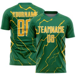 Lightning Green Sports Custom Sublimation Gold-White Uniform Kelly Soccer Jersey