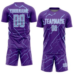 Soccer Sublimation Uniform Jersey Sports Lightning Light Purple Blue-White Custom
