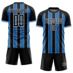Uniform Custom Pinstripe Powder Sports Line Blue-White Black Jersey Soccer Sublimation