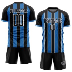 Uniform Custom Pinstripe Powder Sports Line Blue-White Black Jersey Soccer Sublimation